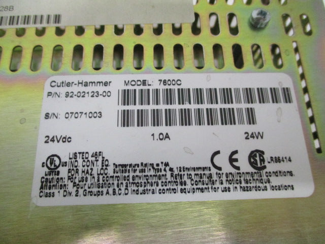 CUTLER HAMMER PANELMATE 7600C 92-02123-00 OPERATOR INTERFACE *USED*