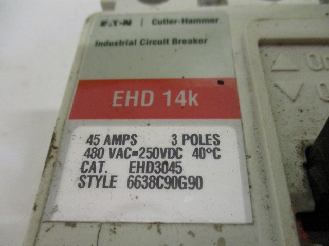 CUTLER HAMMER EHD3045 CIRCUIT BREAKER 45A *USED*