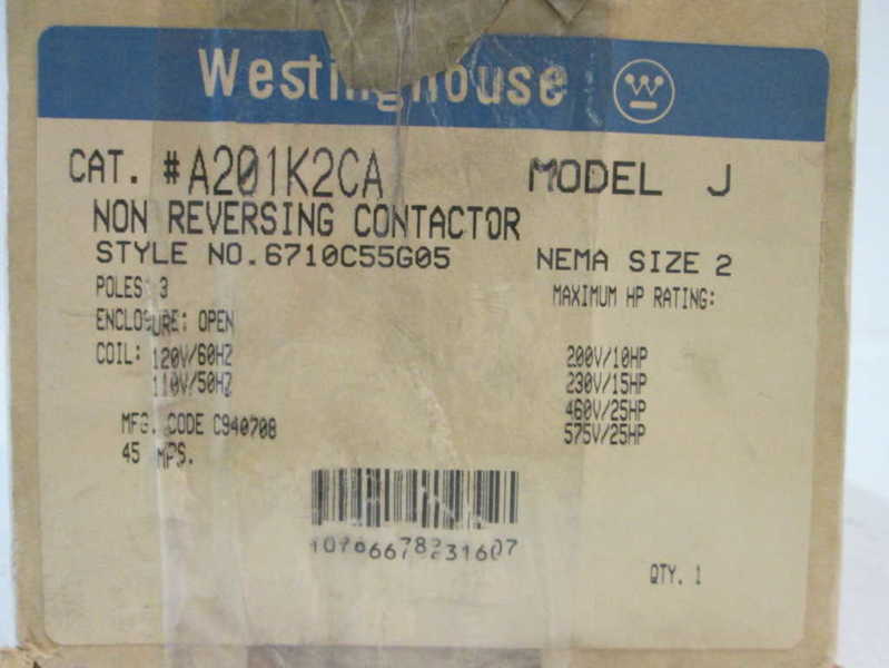 Cutler Hammer Eaton A201K2CA NSFP * GENUINE * Westinghouse CH A201K 2CA