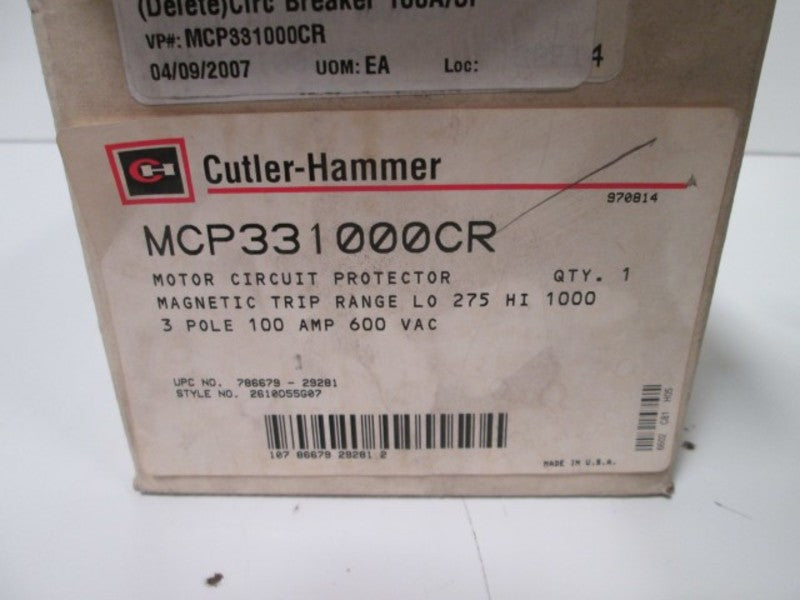 Cutler Hammer MCP331000CR NSFP ** GENUINE ** Eaton Westinghouse
