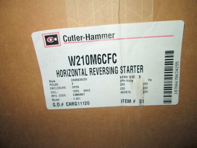 Cutler Hammer W210M6CFC Horizontal Reversing Starter NSFP **GENUINE** Eaton