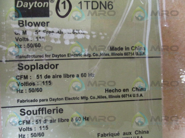 DAYTON 1TDN6 BLOWER *NEW IN BOX*