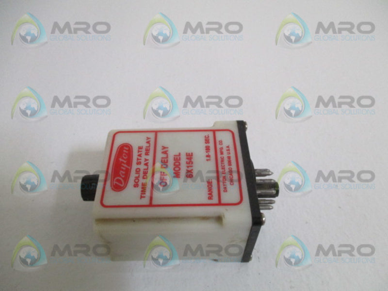 DAYTON 6X154E SOLID STATE TIME DELAY RELAY 1.8-180 SEC *USED*
