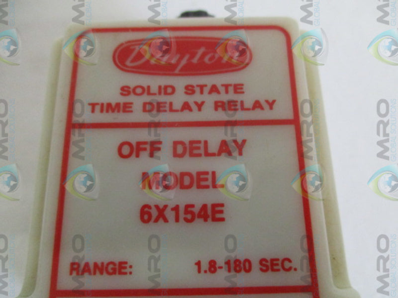 DAYTON 6X154E SOLID STATE TIME DELAY RELAY 1.8-180 SEC *USED*
