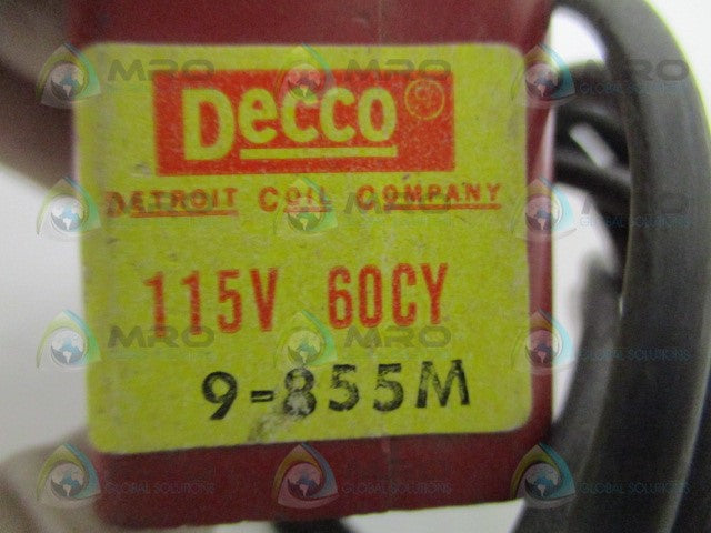 DECCO 9-855M SOLENOID COIL 115V *USED*