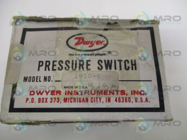 DWYER 1910-0 PRESSURE SWITCH .4 IN W.C.  *NEW IN BOX*