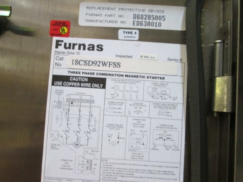 Furnas 18CSD92WFSS NSFP ** GENUINE ** Siemens 18CSD92WF SS