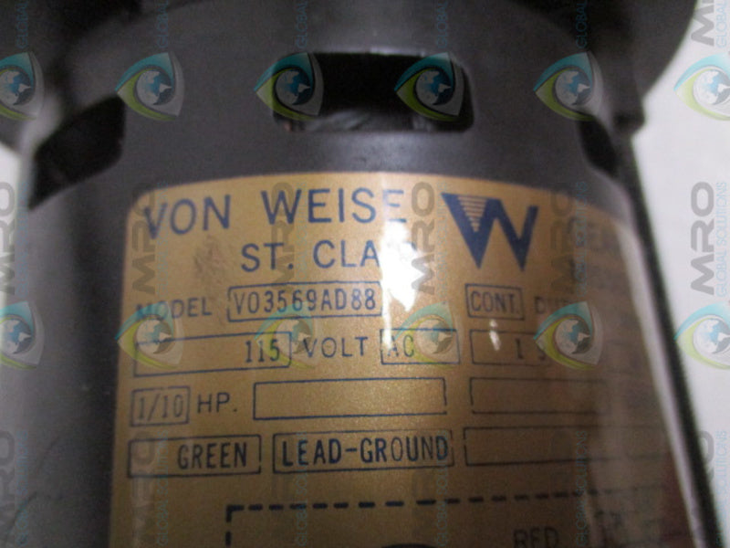 VON WEISE V03569AD88 GEAR MOTOR 1/10HP 65 RPM UNMP