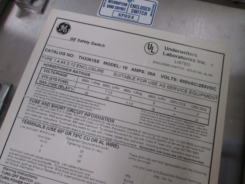 General Electric TH3361SS NSNP * GENUINE * TH336 1SS