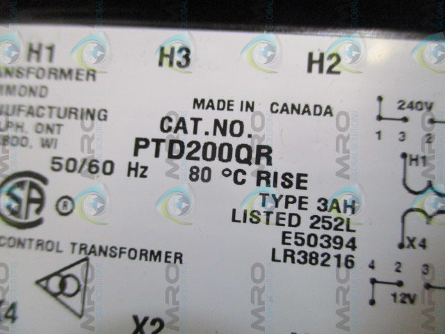 HAMMOND PTD200QR CONTROL TRANSFORMER *NEW IN BOX*