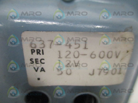 JEFFERSON ELECTRIC 637-451 TRANSFORMER 120-600V *NEW NO BOX*