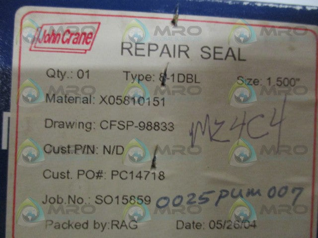 JOHN CRANE TYPE 8-1DBL CFSP-98833 REPAIR SEAL 1.500" *NEW IN BOX*