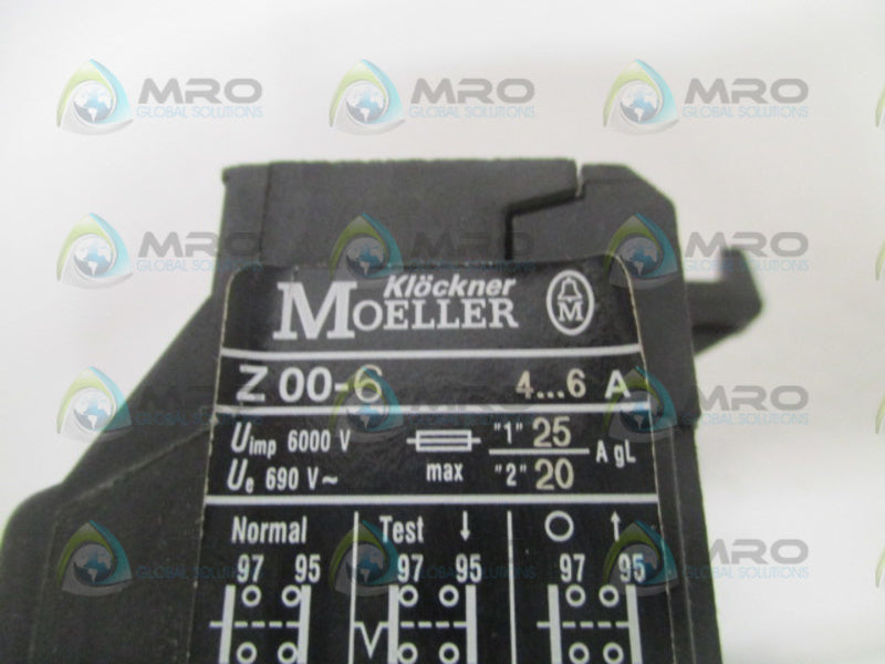 KLOCKNER MOELLER Z00-6 OVERLOAD RELAY 4-6A *USED*