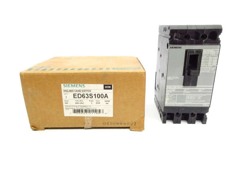 SIEMENS ED63S100A 600VAC 100A NSMP