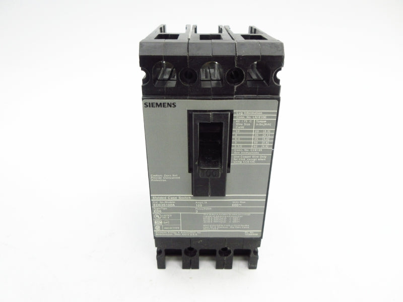 SIEMENS ED63S100A 600VAC 100A NSMP