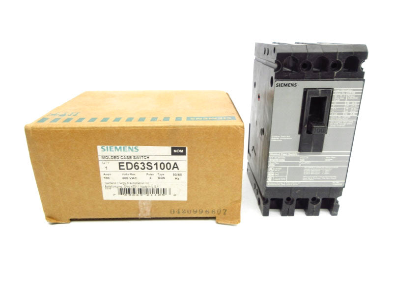SIEMENS ED63S100A 600VAC 100A NSMP