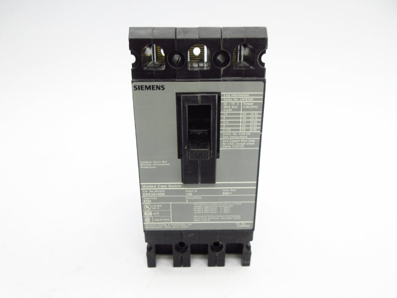 SIEMENS ED63S100A 600VAC 100A NSMP