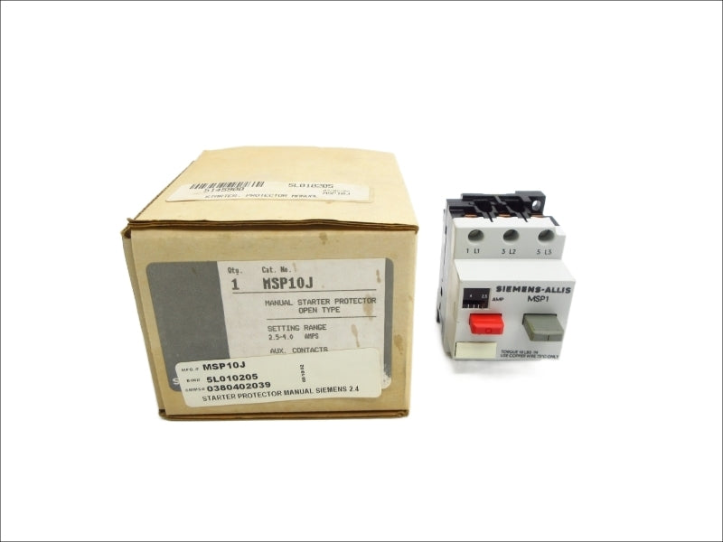 SIEMENS MSP10J 600VAC 2.5-4.0A NSMP