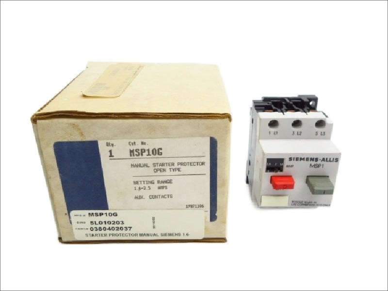 SIEMENS MSP10G 600VAC 1.6-2.5A NSMP