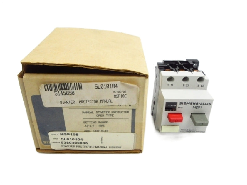 SIEMENS MSP10E 600VAC 0.63-1.0A NSMP