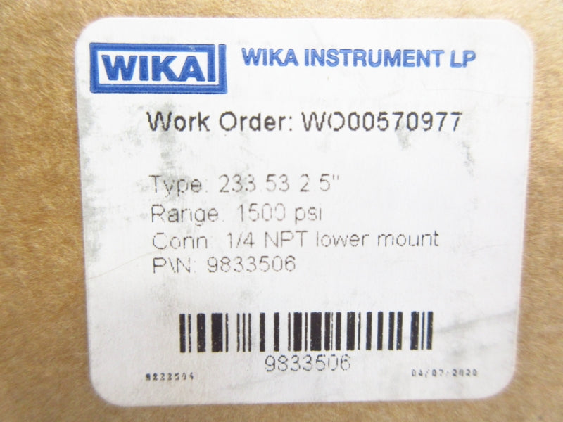 WIKA 9833506 1500PSI NSMP