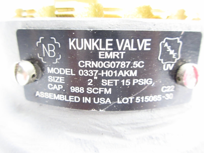 KUNKLE VALVE 0337-H01AKM 15PSI 2" NSMP