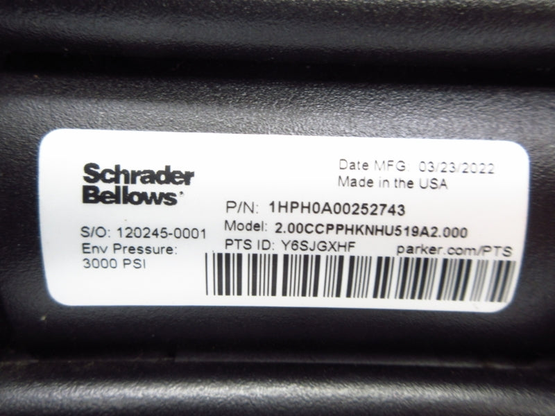 SCHRADER BELLOWS 2.00CCPPHKNHU519A2.000 1HPH0A00252743 3000PSI NSNP
