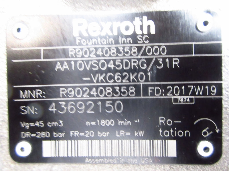 REXROTH AA10VS045DRG/31R R902408358 NSNP