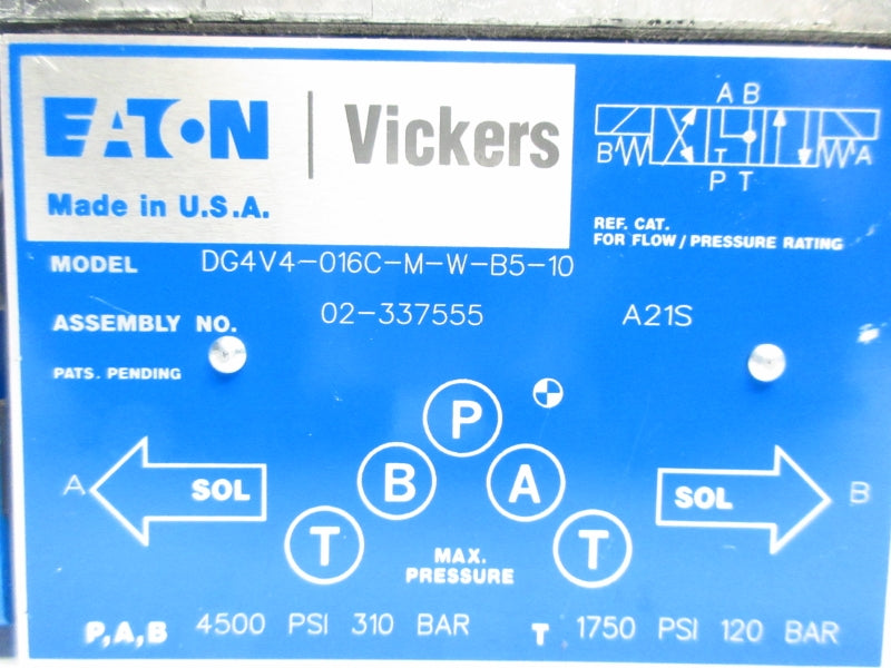 VICKERS DG4V4016CMWB510 02-337555 110/120V 0.85/0.69A 4500PSI NSNP