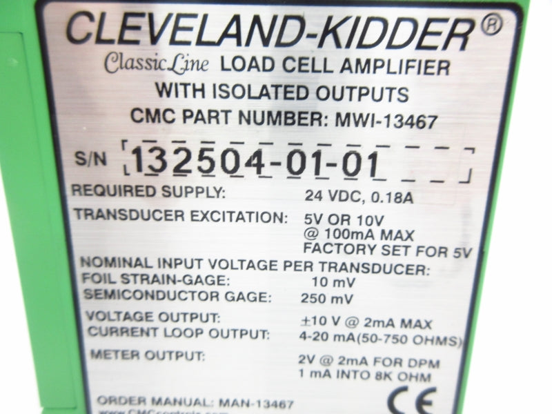 CLEVELAND KIDDER MWI-13467 24VDC 0.18A NSNP