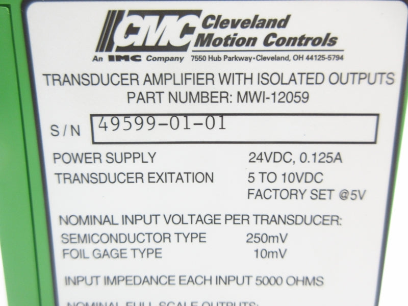 CLEVELAND MOTION CONTROLS MWI-12059 24VDC 0.125A NSNP