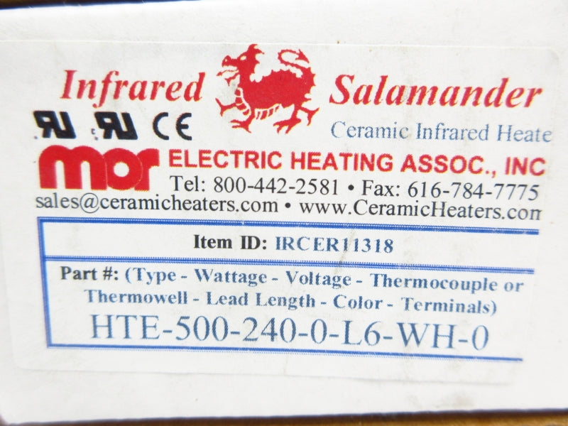 INFRARED SALAMANDER HTE-500-240-0-L6-WH-0 240V NSMP