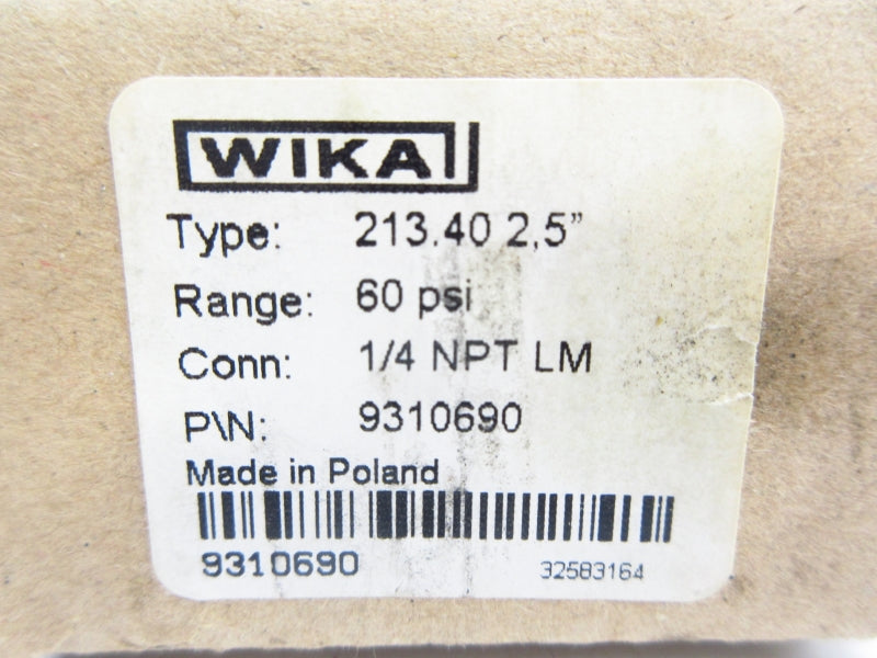 WIKA 9310690 60PSI 2.5" NSMP