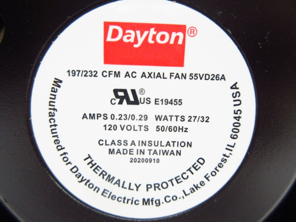 DAYTON 55VD26A 120V 0.23/0.29A NSMP