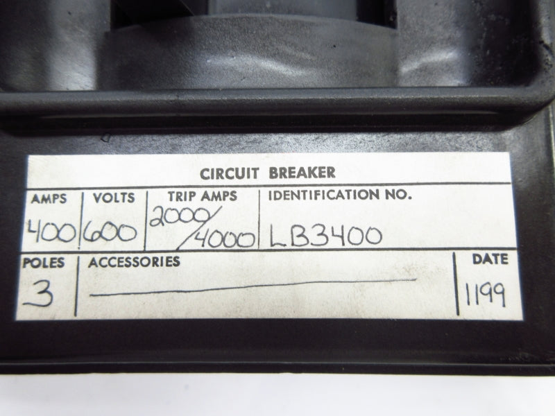 WESTINGHOUSE LB3400F 600VAC 400A UNMP