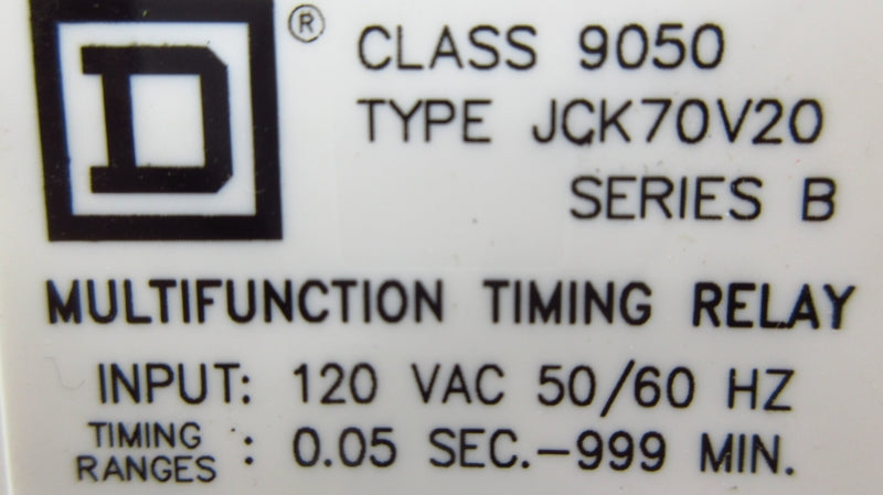 SQUARE D 9050JCK70V20 SER. B 120VAC 0.05S-999MIN NSMP