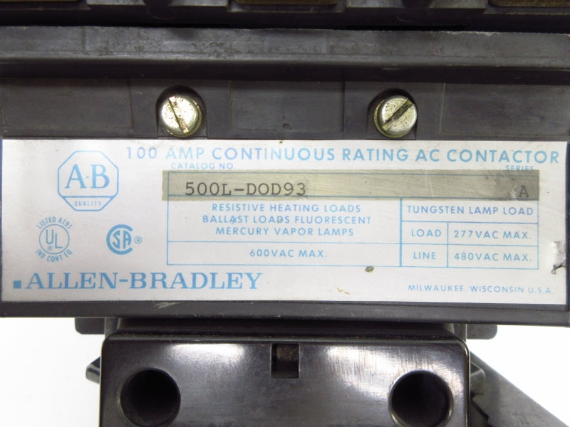 ALLEN BRADLEY 500L-DOD93 SER. A 110/115-120V (AS PICTURED) UNMP