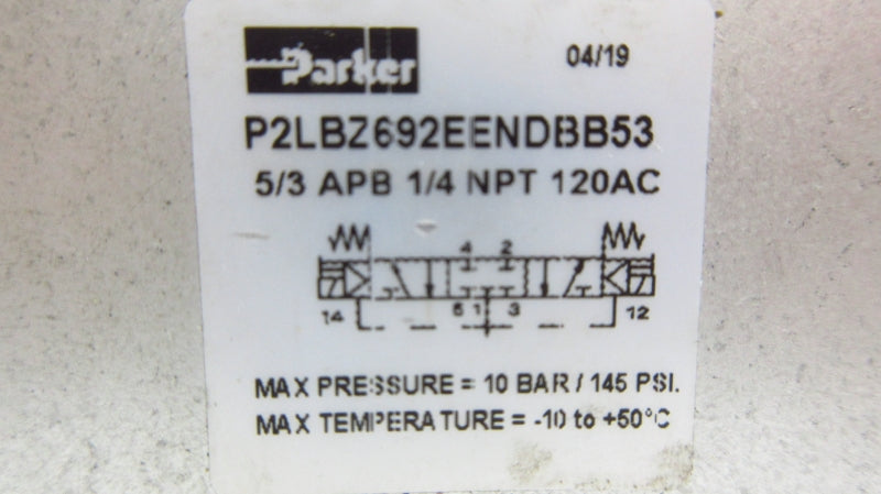 PARKER P2LBZ692EENDBB53 120VAC 145PSI NSNP