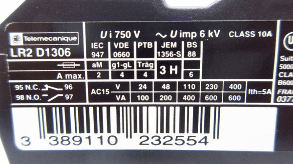 TELEMECANIQUE LR2D1306 600VAC 1-1.6A NSMP