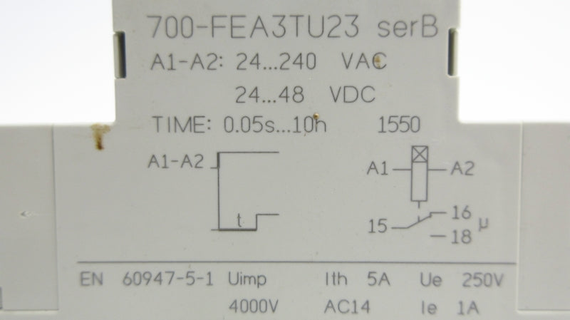 ALLEN BRADLEY 700-FEA3TU23 SER. B 24-240VAC 5A (WH) NSMP