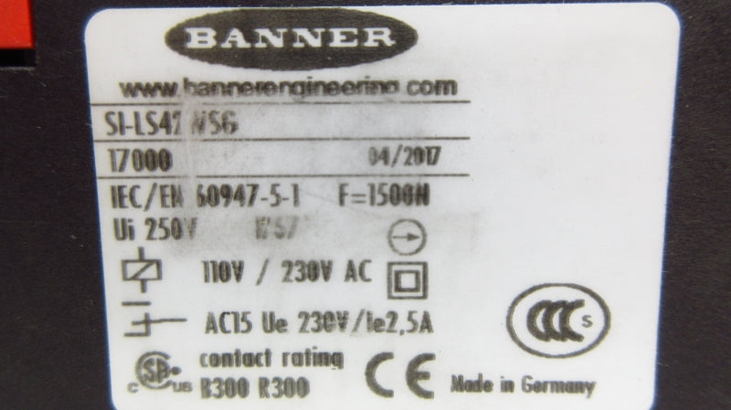 BANNER ENGINEERING SI-LS42WSG 17000 110/230VAC 2.5A NSMP