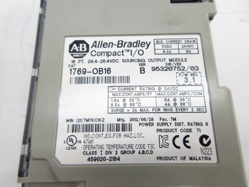 ALLEN BRADLEY 1769-OB16 SER. B 24VDC 8A F/W 3.1 NSNP