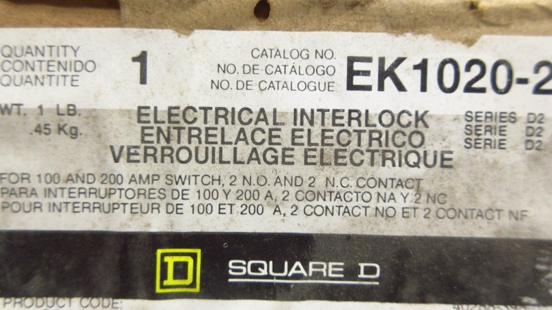 SQUARE D EK10202 SER. D2 NSMP