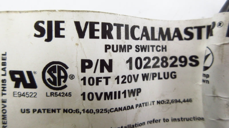 SJE VERTICALMASTER 1022829S 120V 10FT NSNP