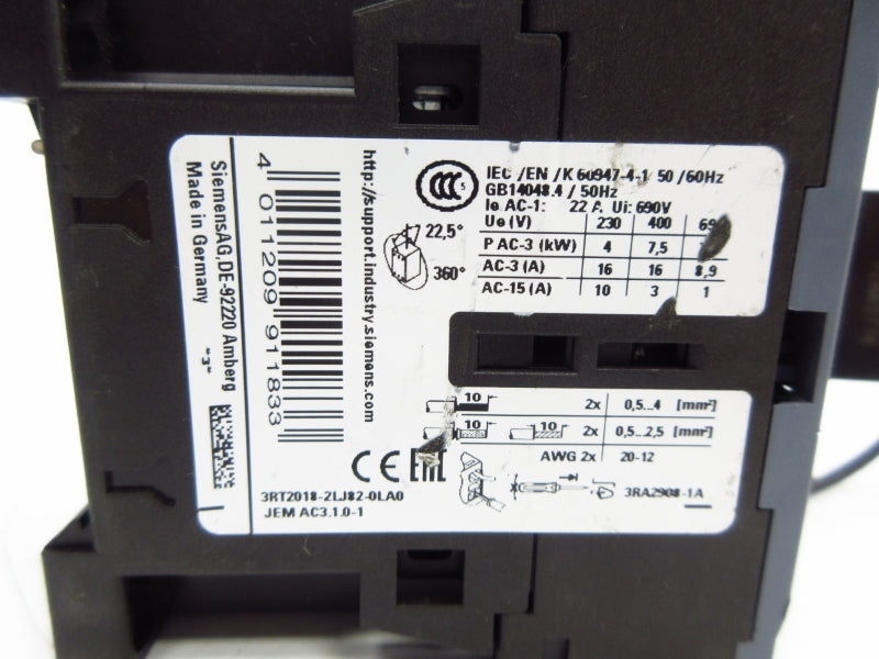 SIEMENS 3RT2018-2LJ82-0LA0 72VDC 22A UNMP