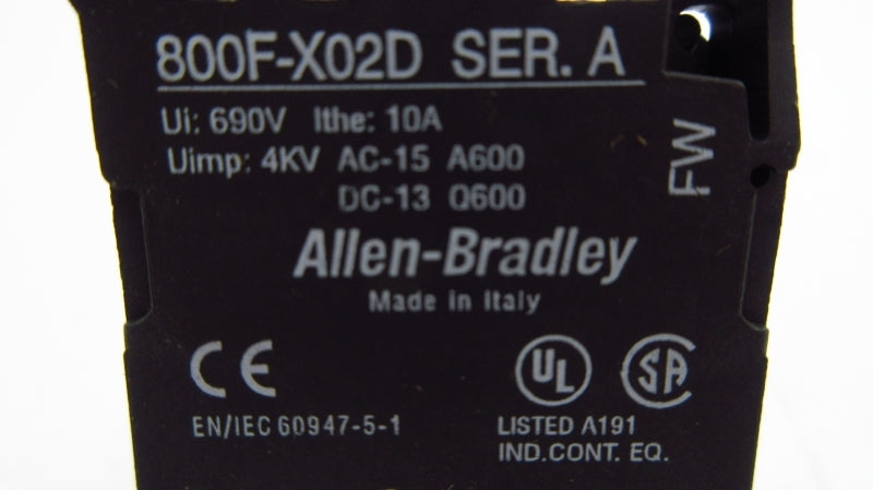 ALLEN BRADLEY 800F-X02D SER. A 690V 10A NSNP