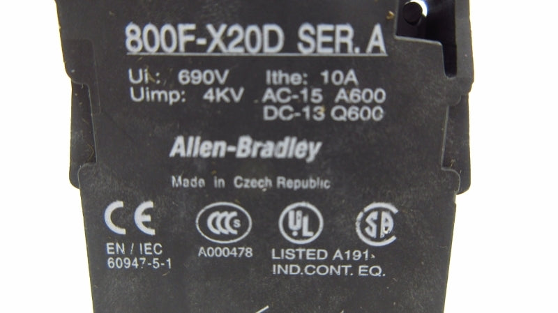 ALLEN BRADLEY 800F-X20D SER. A 690V 10A NSNP