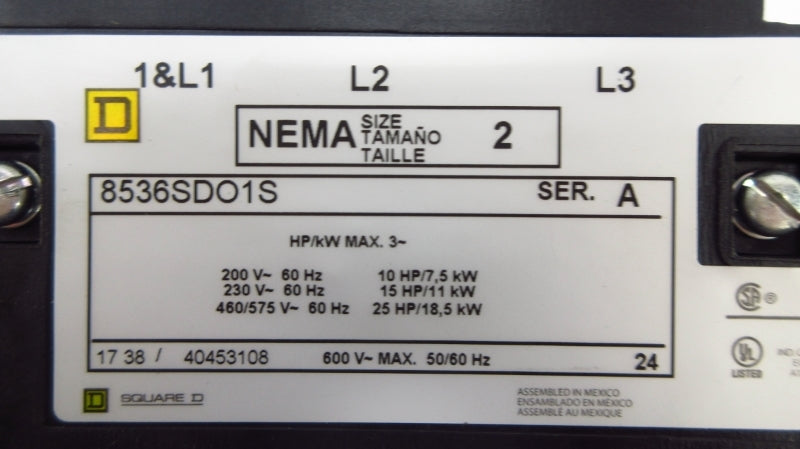 SQUARE D 8536SDO1V01S SER. A 24V NSMP