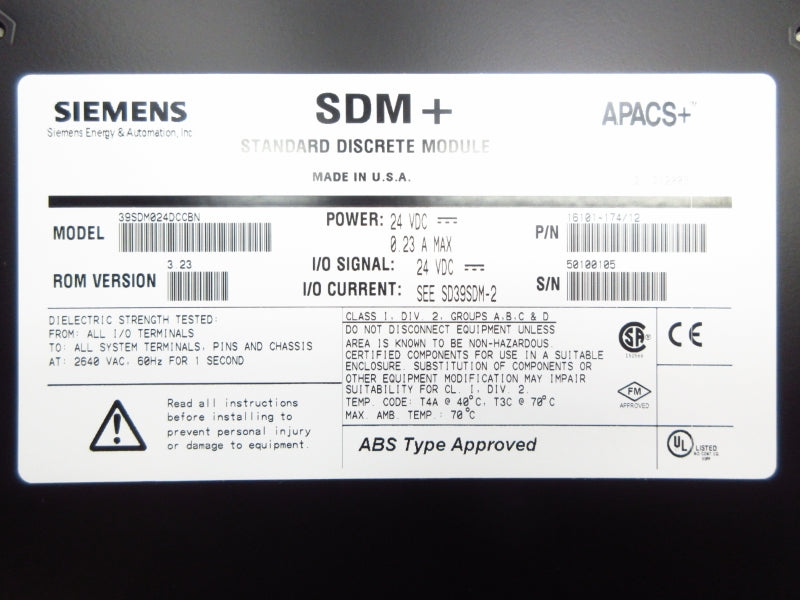 SIEMENS 39SDM024DCCBN 16101-174/12 24VDC 0.23A NSMP