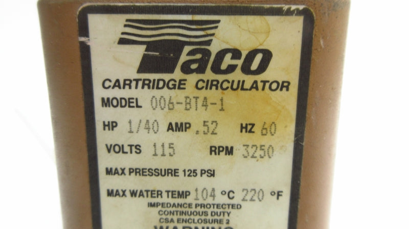 TACO 006-BT4-1 115V 0.52A 125PSI 104'C/220'F NSNP